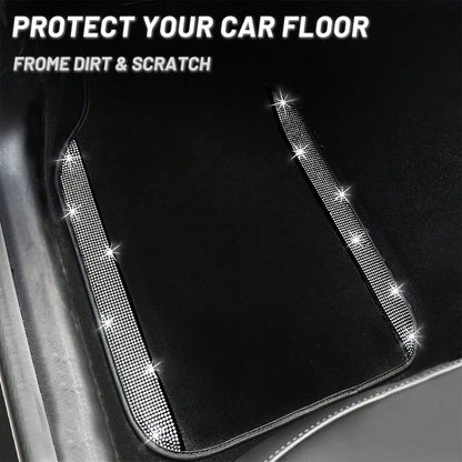 Car Floor Mats Set, Suitable For Most Car Models And SUVs, Trucks. Ladies' Exclusive 4pcs Printed Diamond Pattern (The Diamond Pattern And The Anti-Slip Footpad Pattern Are Both Printed Effects)