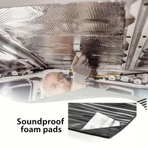 Car Heat Insulation & Sound Dampening Pads, Sound Absorber And Heat Insulation Pads, Suitable For Car Hood, Engine, Roof, Doors And Trunk- Aluminum Foil Surface