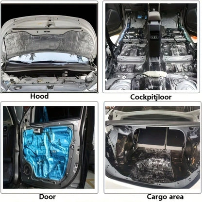 Car Heat Insulation & Sound Dampening Pads, Sound Absorber And Heat Insulation Pads, Suitable For Car Hood, Engine, Roof, Doors And Trunk- Aluminum Foil Surface