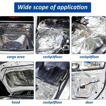 Car Heat Insulation & Sound Dampening Pads, Sound Absorber And Heat Insulation Pads, Suitable For Car Hood, Engine, Roof, Doors And Trunk- Aluminum Foil Surface