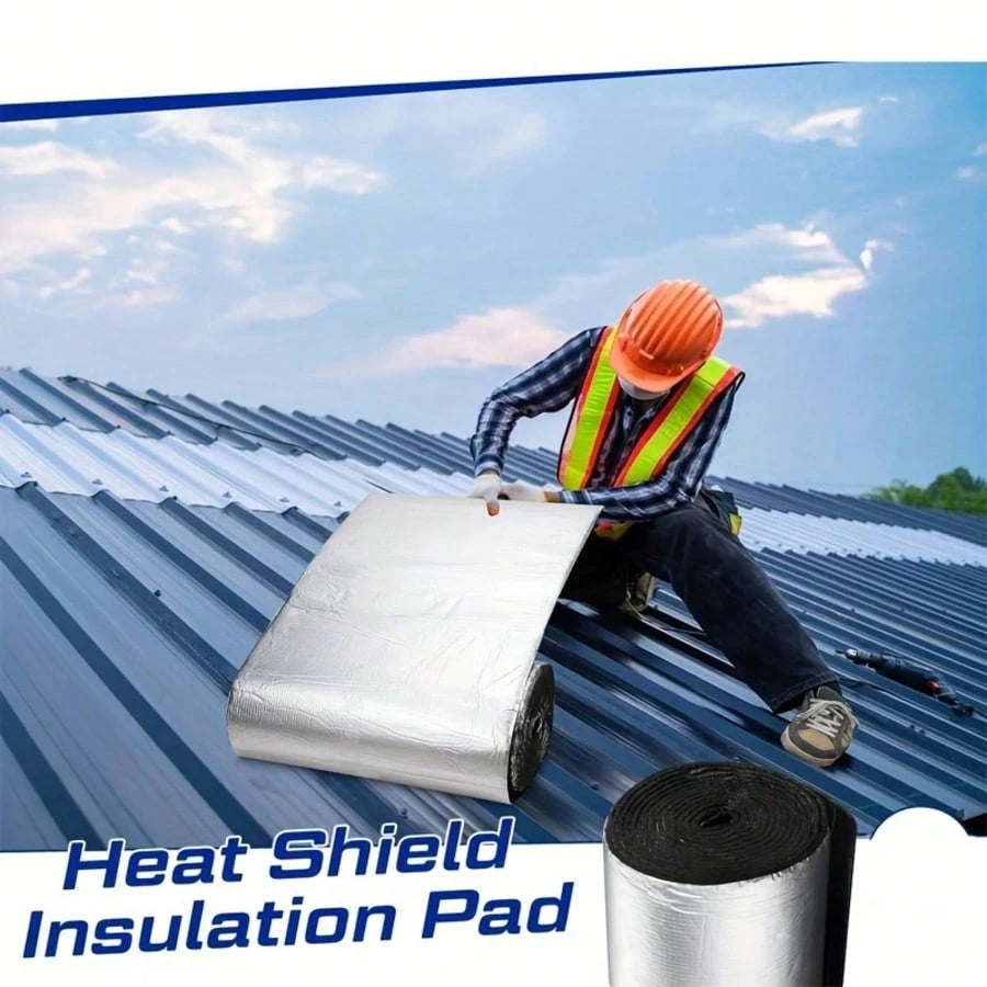 Car Heat Insulation & Sound Dampening Pads, Sound Absorber And Heat Insulation Pads, Suitable For Car Hood, Engine, Roof, Doors And Trunk- Aluminum Foil Surface