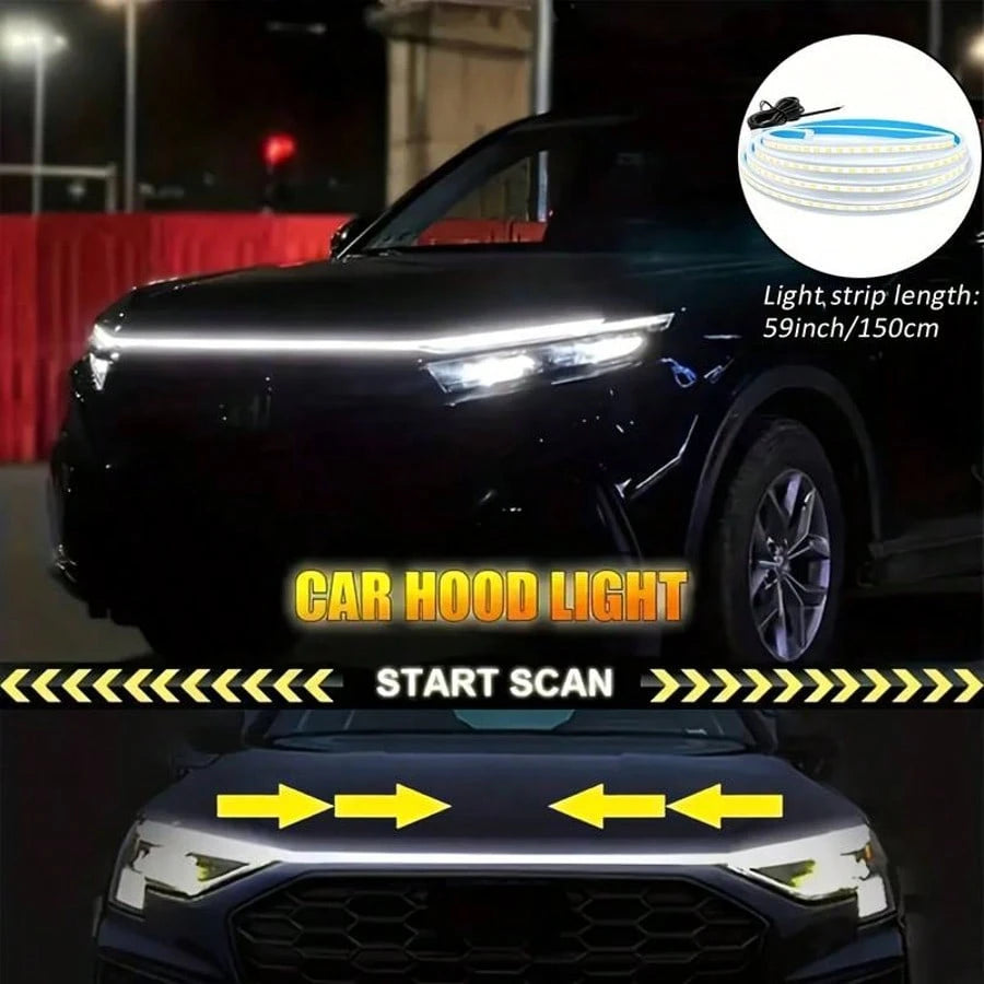 Car Hood Led Strip,5FT Led Strip Lights For Car Hood,Car LED Lights Flexible LED Hood Light Strip Engine Hood Guide Decorative Light Bar, Waterproof Hood Beam Light Strip
