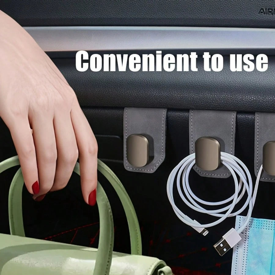 Car Hooks, Passenger Glove Box Hooks, Metal Hooks For Front Seat Storage, PU Leather Hooks For Rolling Plush Interior Passenger Glove Boxes, Universal Decoration, Hidden Metal Hooks, Strong Load-Beari