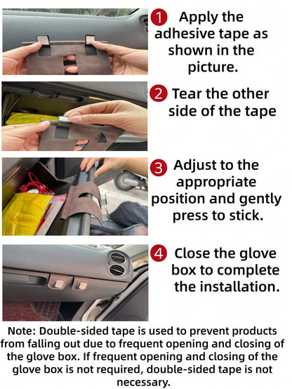 Car Hooks, Passenger Glove Box Hooks, Metal Hooks For Front Seat Storage, PU Leather Hooks For Rolling Plush Interior Passenger Glove Boxes, Universal Decoration, Hidden Metal Hooks, Strong Load-Beari