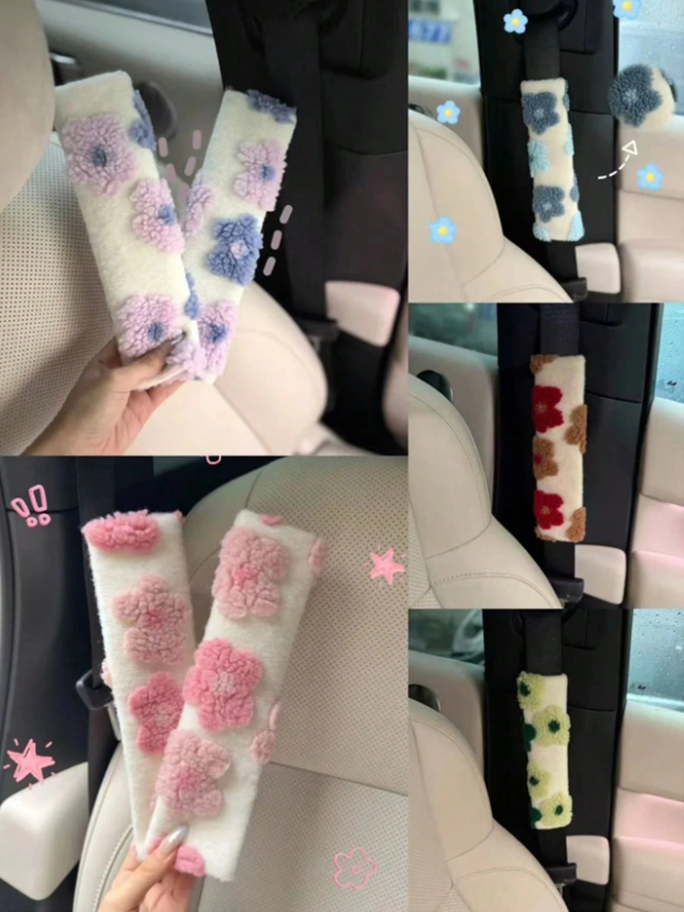 Car Interior Seat Accessories, Seat Belt Shoulder Protection Cover, Women's Car Accessories, All Season Universal