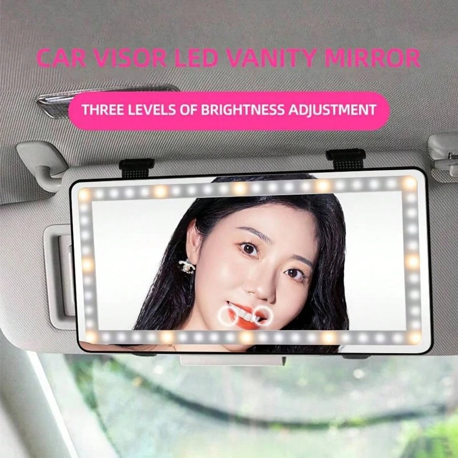 Car Makeup Mirror With LED Light, With Touch Button, 3 Lighting Modes, With Fill Light,, Touch Up Makeup Anytime, Anywhere, Keep Beautiful,Suitable For Cars, Trucks, Suvs