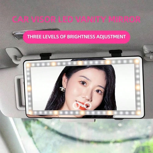 Car Makeup Mirror With LED Light, With Touch Button, 3 Lighting Modes, With Fill Light,, Touch Up Makeup Anytime, Anywhere, Keep Beautiful,Suitable For Cars, Trucks, Suvs