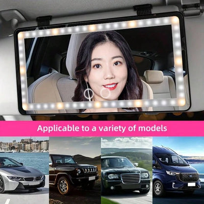 Car Makeup Mirror With LED Light, With Touch Button, 3 Lighting Modes, With Fill Light,, Touch Up Makeup Anytime, Anywhere, Keep Beautiful,Suitable For Cars, Trucks, Suvs
