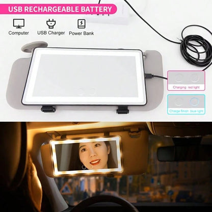 Car Makeup Mirror With LED Light, With Touch Button, 3 Lighting Modes, With Fill Light,, Touch Up Makeup Anytime, Anywhere, Keep Beautiful,Suitable For Cars, Trucks, Suvs