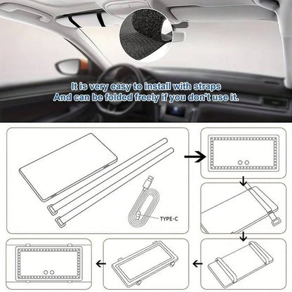 Car Makeup Mirror With LED Light, With Touch Button, 3 Lighting Modes, With Fill Light,, Touch Up Makeup Anytime, Anywhere, Keep Beautiful,Suitable For Cars, Trucks, Suvs