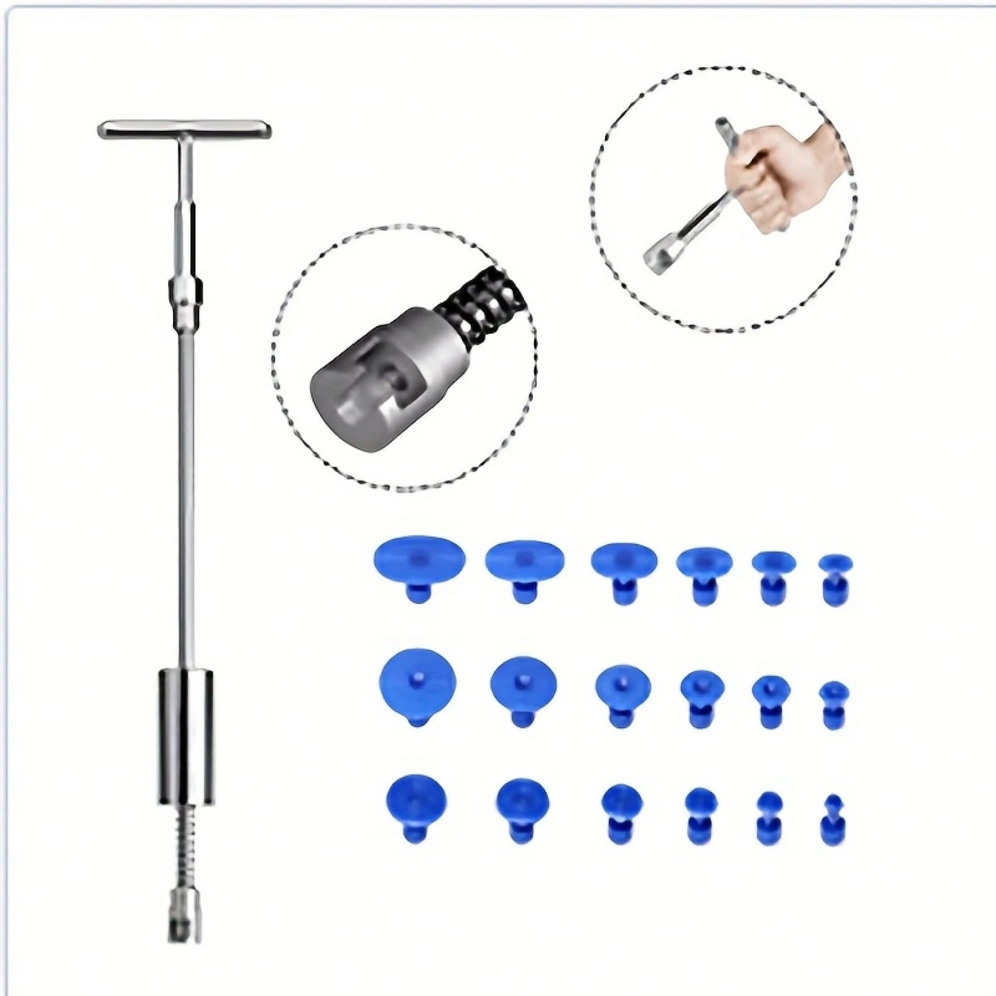 Car Paintless Repair Kit- T-Bar Repair Kit With Suction Cup Pulling Plate, Used For Car Body Repair, Hail Damage, Small Dents, And Refrigerator Door Dents