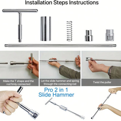 Car Paintless Repair Kit- T-Bar Repair Kit With Suction Cup Pulling Plate, Used For Car Body Repair, Hail Damage, Small Dents, And Refrigerator Door Dents