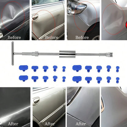 Car Paintless Repair Kit- T-Bar Repair Kit With Suction Cup Pulling Plate, Used For Car Body Repair, Hail Damage, Small Dents, And Refrigerator Door Dents