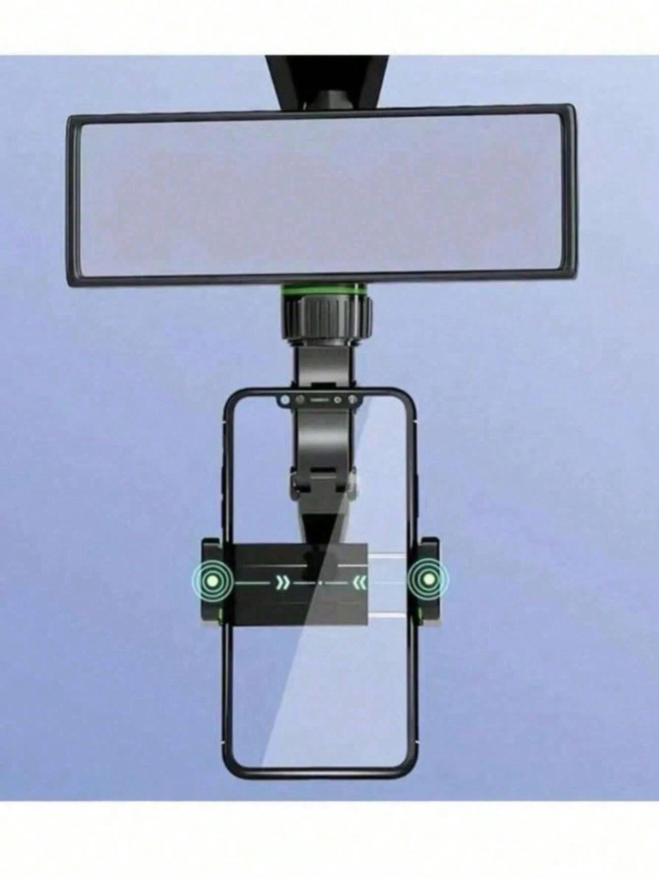 Car Rearview Mirror Phone Holder, 360° Rotatable And Foldable, With Adjustable Multi-Joint Arm, Universal Clip-On Phone Navigation Mount