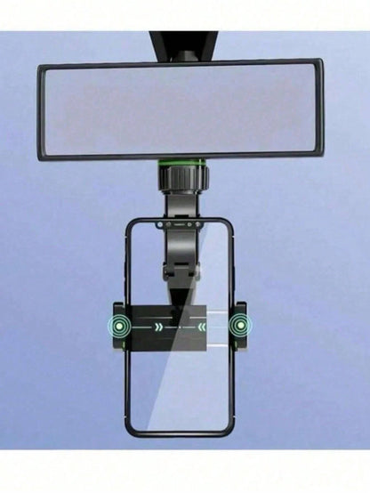 Car Rearview Mirror Phone Holder, 360° Rotatable And Foldable, With Adjustable Multi-Joint Arm, Universal Clip-On Phone Navigation Mount