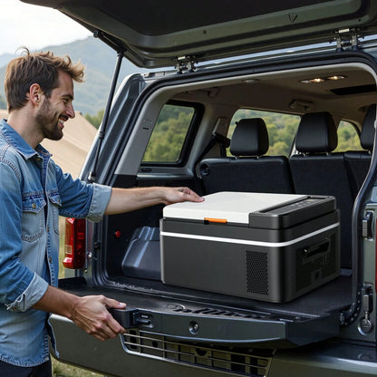Car Refrigerator, DC 12/24V AC100-240V Compressor Electric Cooler,-4°F To 68°F Car Fridge With APP Control, 21 QT Cars Freezer For RVs, Campsites, Boats, Camping, Fishing, 60W Portable Freezer