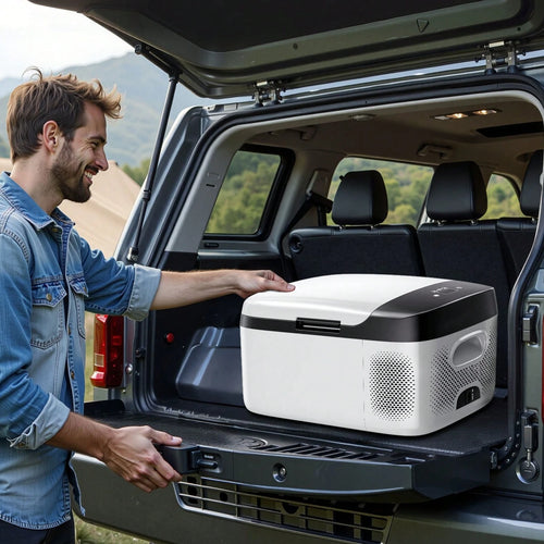 Car Refrigerator, DC 12/24V AC100-240V Compressor Electric Cooler,-4°F To 68°F Car Fridge With APP Control, 16 QT Cars Freezer For RVs, Campsites, Boats, Camping, Fishing, 60W Portable Freezer