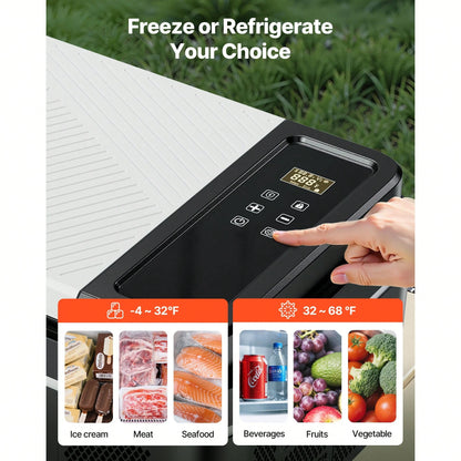 Car Refrigerator, DC 12/24V AC100-240V Compressor Electric Cooler,-4°F To 68°F Car Fridge With APP Control, 21 QT Cars Freezer For RVs, Campsites, Boats, Camping, Fishing, 60W Portable Freezer