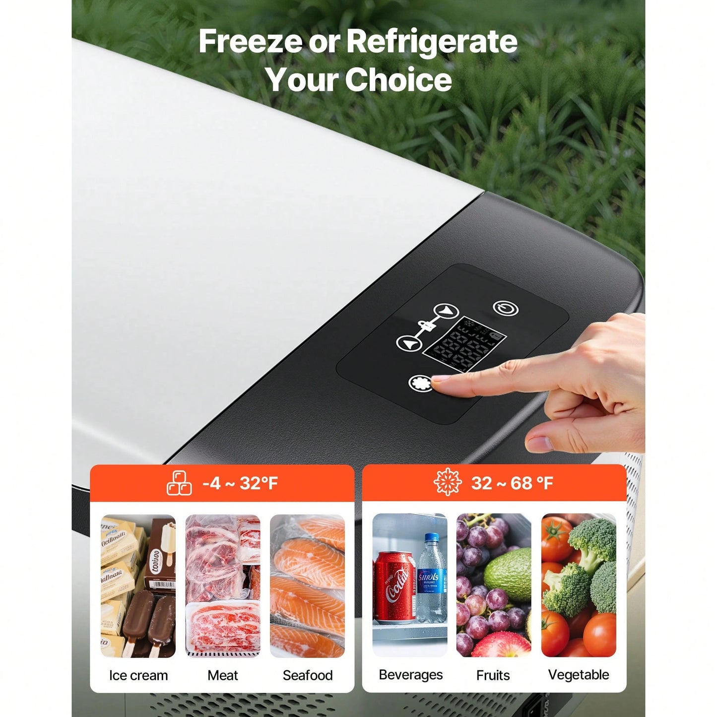 Car Refrigerator, DC 12/24V AC100-240V Compressor Electric Cooler,-4°F To 68°F Car Fridge With APP Control, 16 QT Cars Freezer For RVs, Campsites, Boats, Camping, Fishing, 60W Portable Freezer