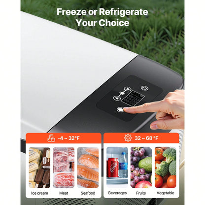 Car Refrigerator, DC 12/24V AC100-240V Compressor Electric Cooler,-4°F To 68°F Car Fridge With APP Control, 16 QT Cars Freezer For RVs, Campsites, Boats, Camping, Fishing, 60W Portable Freezer
