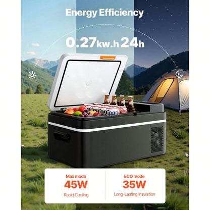 Car Refrigerator, DC 12/24V AC100-240V Compressor Electric Cooler,-4°F To 68°F Car Fridge With APP Control, 21 QT Cars Freezer For RVs, Campsites, Boats, Camping, Fishing, 60W Portable Freezer