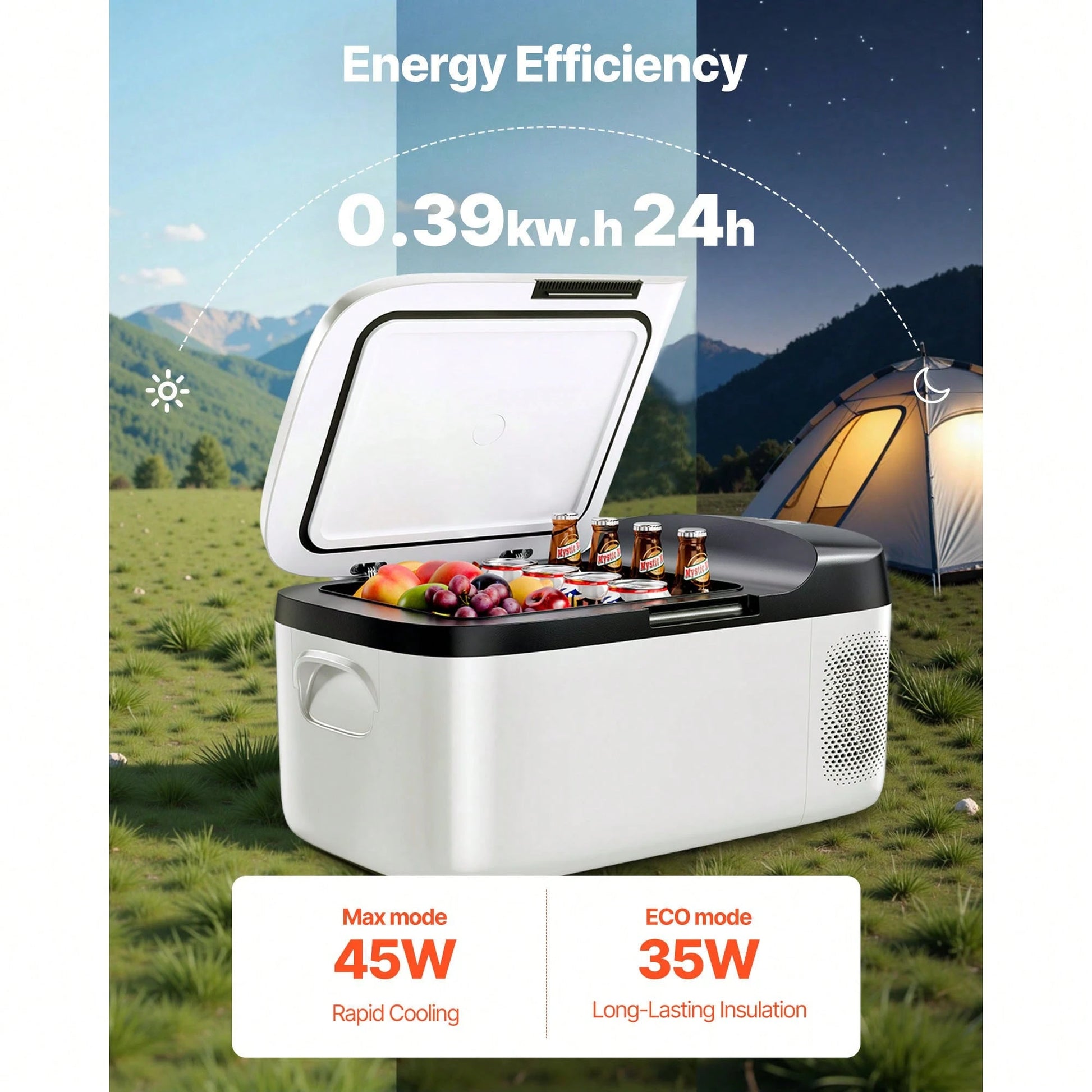 Car Refrigerator, DC 12/24V AC100-240V Compressor Electric Cooler,-4°F To 68°F Car Fridge With APP Control, 16 QT Cars Freezer For RVs, Campsites, Boats, Camping, Fishing, 60W Portable Freezer