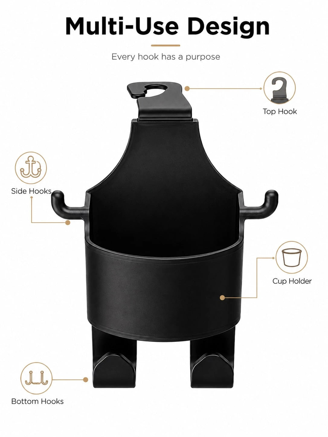 Car Seat Back Multi-Function Hook, Built-In Cup Holder, Phone Holder, Essential Car Accessories