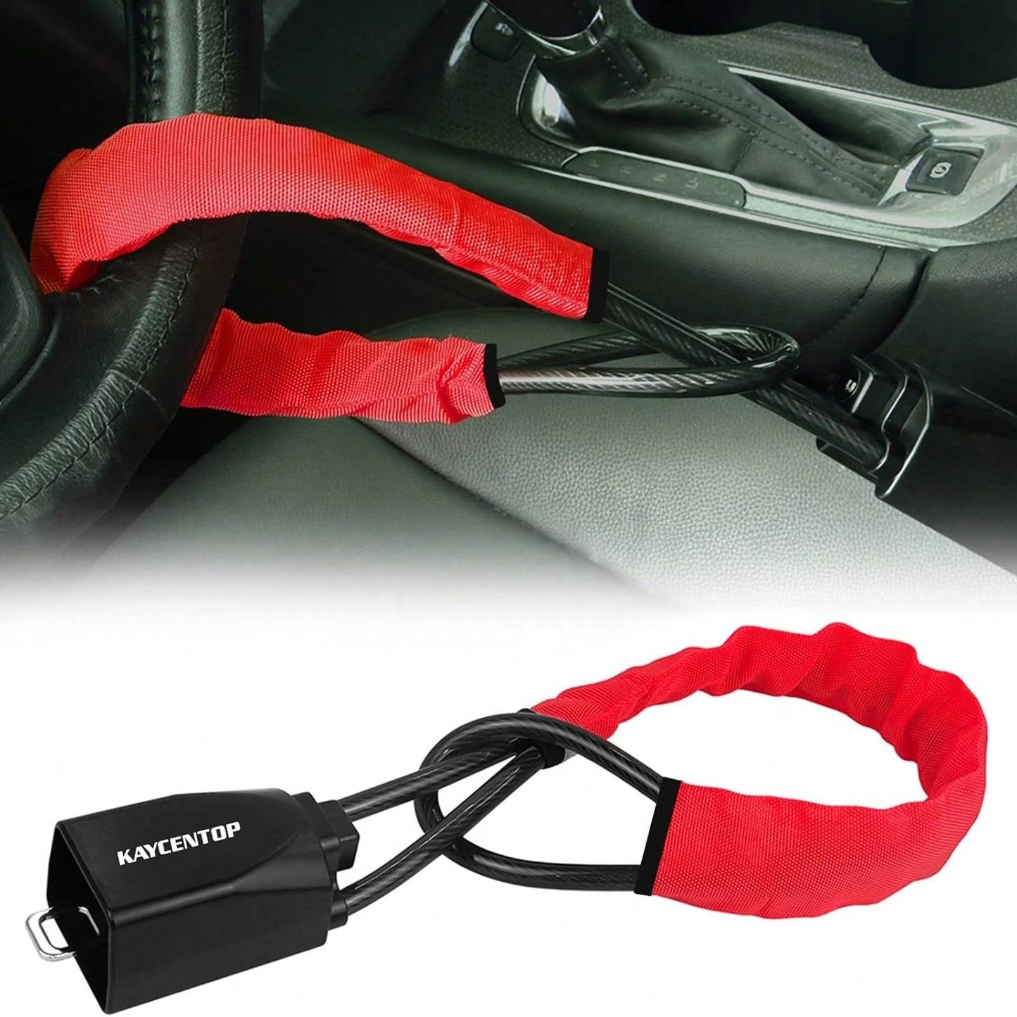 Car Steering Wheel Lock, Seat Belt Lock, Anti-Theft Device, Max 17 Inch Length, Small And Light-Weight, Multi-Functional, Fit Most Vehicle, SUV, Golf Cart Security