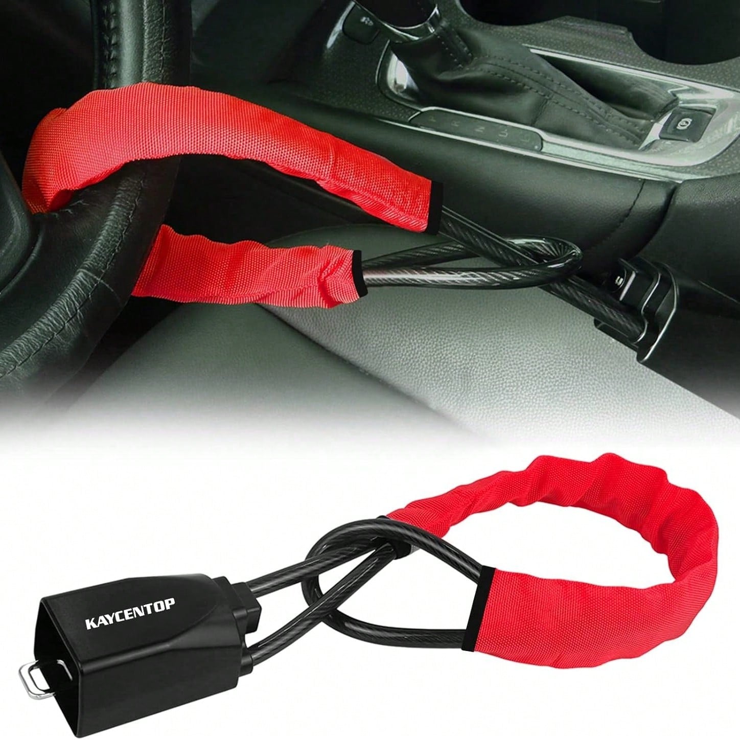 Car Steering Wheel Lock, Seat Belt Lock, Anti-Theft Device, Max 17 Inch Length, Small And Light-Weight, Multi-Functional, Fit Most Vehicle, SUV, Golf Cart Security