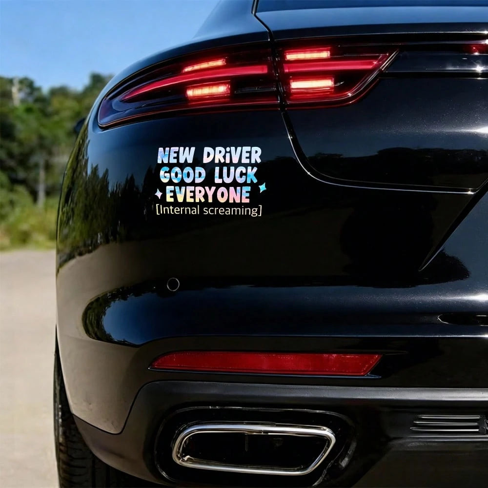 Car Stickers And Decals, Automotive Decals, Suitable For Rear Windshield, Fuel Tank Cap, And Car Doors, New Driver Good Luck Everyone Internal Screaming, Car Accessories Window Decals Vinyl