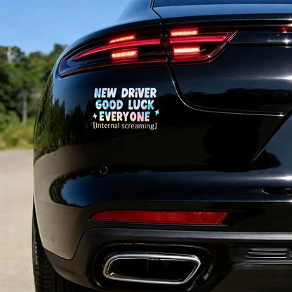 Car Stickers And Decals, Automotive Decals, Suitable For Rear Windshield, Fuel Tank Cap, And Car Doors, New Driver Good Luck Everyone Internal Screaming, Car Accessories Window Decals Vinyl