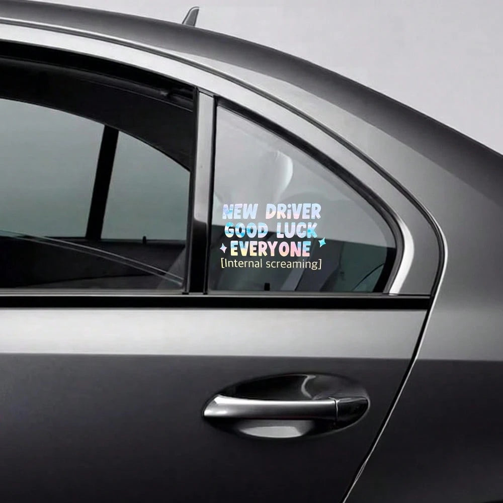 Car Stickers And Decals, Automotive Decals, Suitable For Rear Windshield, Fuel Tank Cap, And Car Doors, New Driver Good Luck Everyone Internal Screaming, Car Accessories Window Decals Vinyl