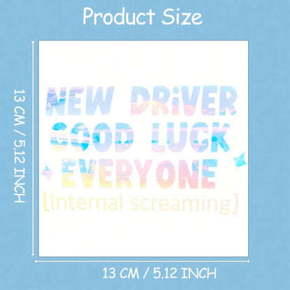 Car Stickers And Decals, Automotive Decals, Suitable For Rear Windshield, Fuel Tank Cap, And Car Doors, New Driver Good Luck Everyone Internal Screaming, Car Accessories Window Decals Vinyl