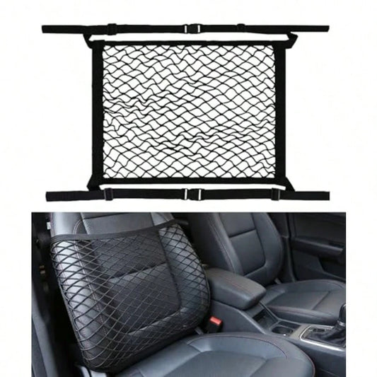 Car Storage Organizer, Car Accessories 21.7x21.7 Inch Front Seat Organizer With Nylon Buckle, Universal Front Seats Versatile Elastic Storage Mesh Nets, Suitable For Motorhomes, SUVs, And Trucks