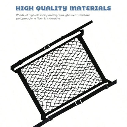 Car Storage Organizer, Car Accessories 21.7x21.7 Inch Front Seat Organizer With Nylon Buckle, Universal Front Seats Versatile Elastic Storage Mesh Nets, Suitable For Motorhomes, SUVs, And Trucks
