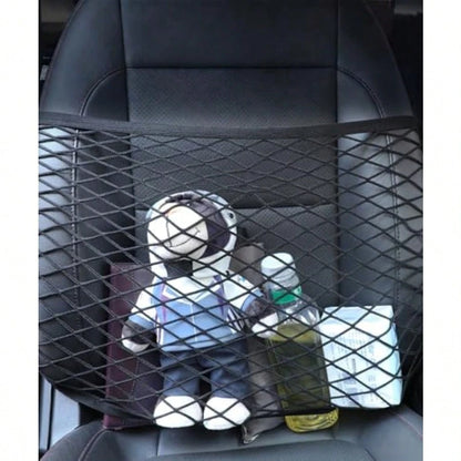 Car Storage Organizer, Car Accessories 21.7x21.7 Inch Front Seat Organizer With Nylon Buckle, Universal Front Seats Versatile Elastic Storage Mesh Nets, Suitable For Motorhomes, SUVs, And Trucks