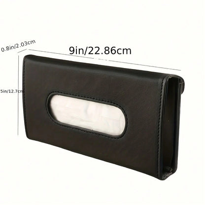 Car Tissue Holder, Sun Visor Napkin Holder, Premium PU Leather Car Tissue Box, With Tissue Refill, Universal Version Hanging Tissue Holder For Cars, Trucks, SUVs