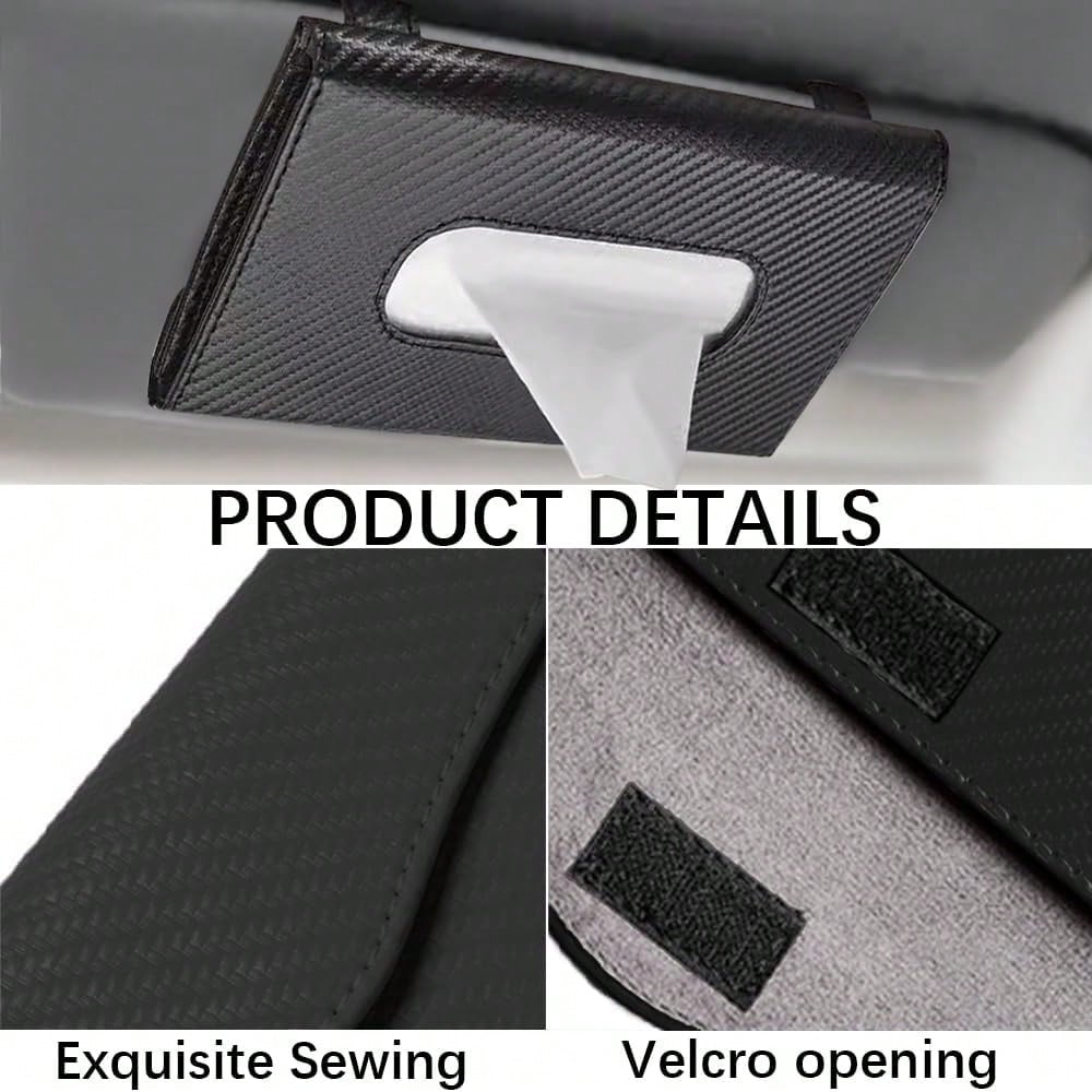 Car Tissue Holder, Sun Visor Napkin Holder, Premium PU Leather Car Tissue Box, With Tissue Refill, Universal Version Hanging Tissue Holder For Cars, Trucks, SUVs