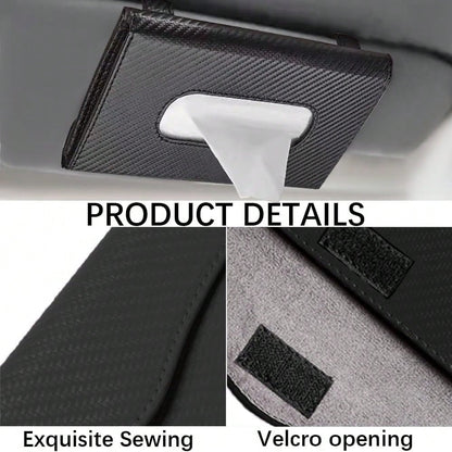 Car Tissue Holder, Sun Visor Napkin Holder, Premium PU Leather Car Tissue Box, With Tissue Refill, Universal Version Hanging Tissue Holder For Cars, Trucks, SUVs