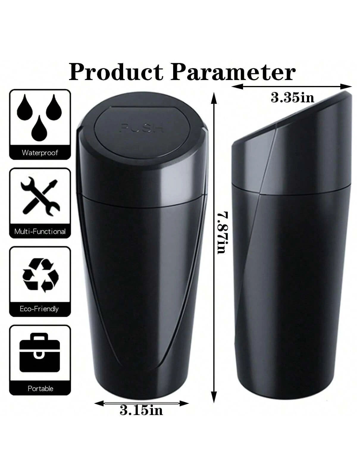 Car Trash Can With Lid- Car Trash Bin Cup Holder- Black Mini Leak-Proof Vehicle Garbage Bin Trash Can With 15pcs Garbage Bags- Front & Back Seat Car Accessories Organizer And Storage