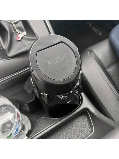 Car Trash Can With Lid- Car Trash Bin Cup Holder- Black Mini Leak-Proof Vehicle Garbage Bin Trash Can With 15pcs Garbage Bags- Front & Back Seat Car Accessories Organizer And Storage