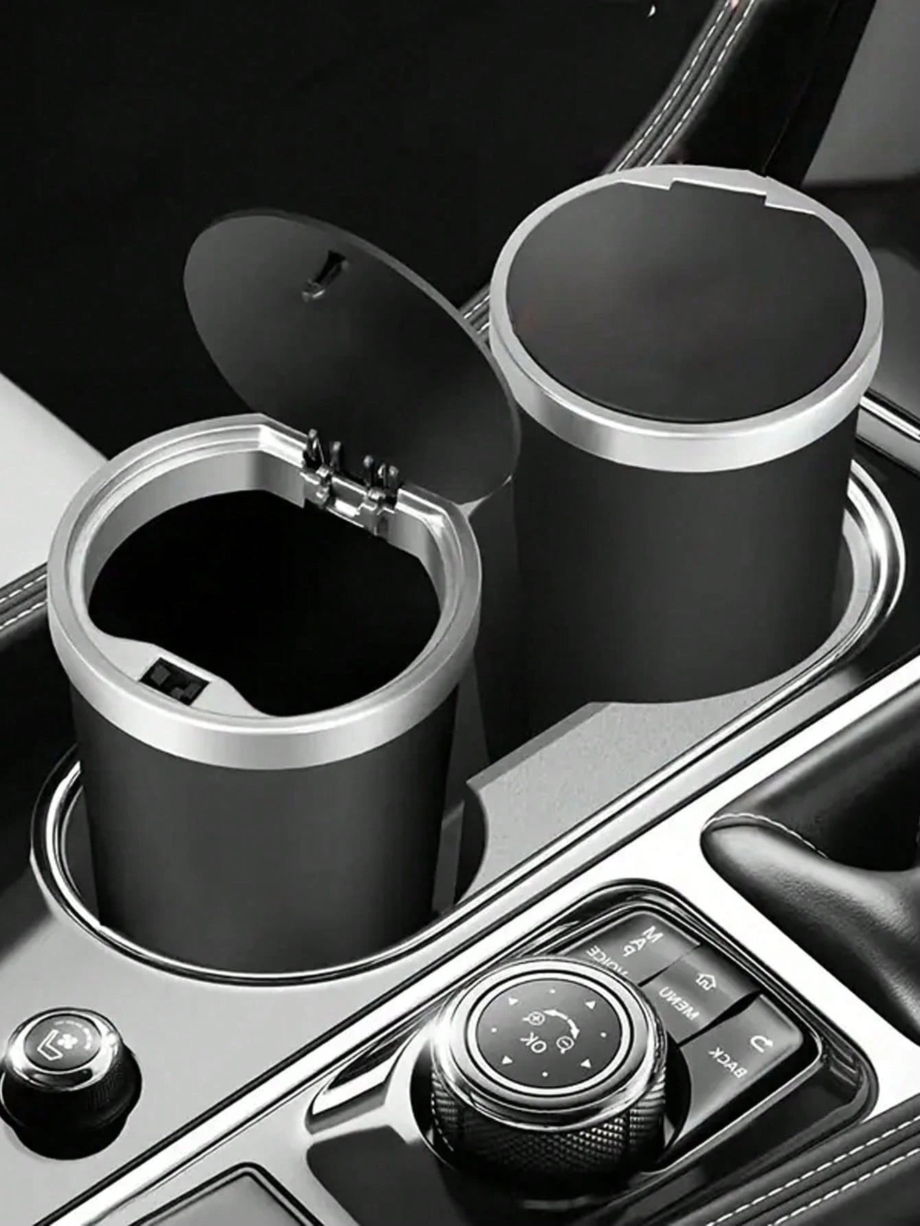 Car Trash Can With Lid, Fit For Center Console, Armrest Or Door Storage, Multi-Functional Cup Holder & Organizer, Compact Design For Vehicle & Home Use, Car Trash Can, Car Trash Bin, Car Interior Toil