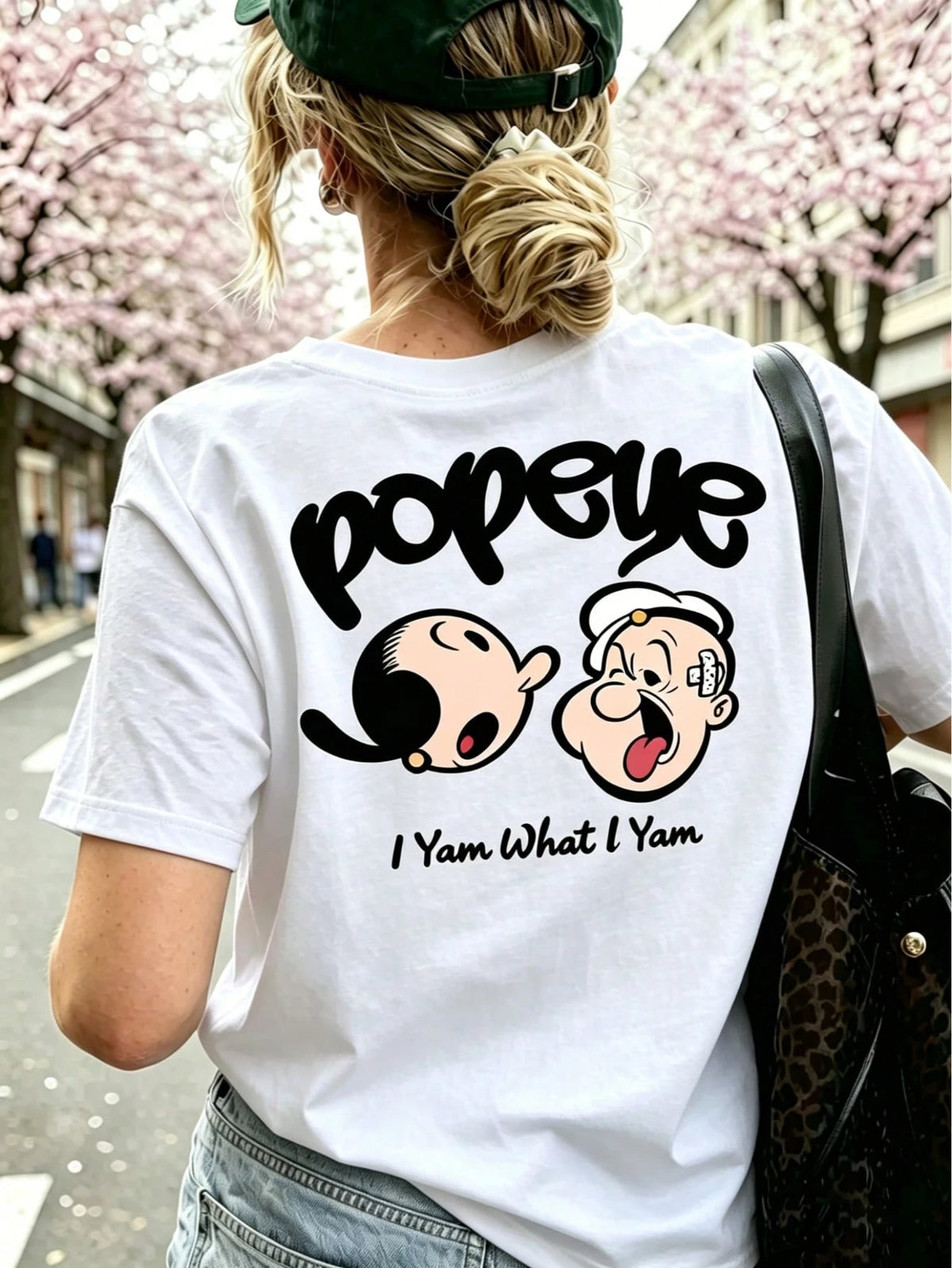 Cartoon Pattern T-Shirt, Anime Print T-Shirt, Casual Street Style Short Sleeve, Top White Summer