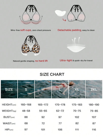 Casual Sexy Women's Halter Bikini Set, Colorful Shiny Details, Tie-Side Swim Bottoms, Beach Holiday New Arrival Vacation Black
