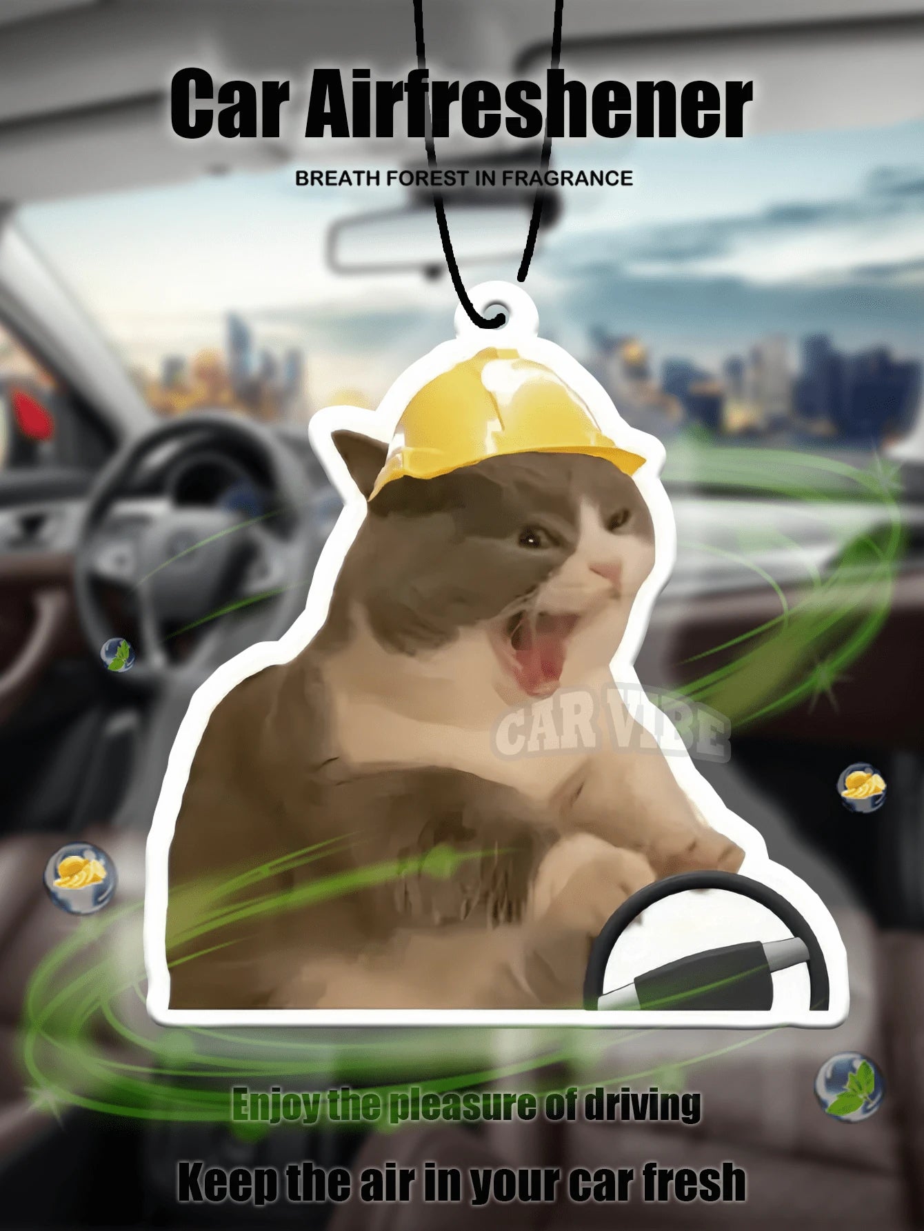 Cat Expression Air Freshener- Hanging Rearview Mirror Fragrance Sheets, Cool Car Decor, Paper Car Air Freshener Combo Set (Multiple Patterns Available), Gift For Friends