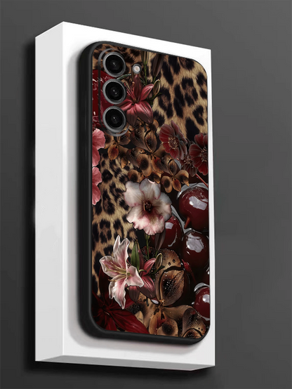 Cheetah,Leopard Print 1pc Leopard Print Floral Pattern Soft TPU Protective Phone Case, Scratch-Resistant And Shock-Proof, Compatible With Huawei Honor, Compatible With Redmi, Compatible With Galaxy A