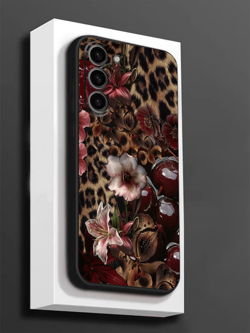Cheetah,Leopard Print 1pc Leopard Print Floral Pattern Soft TPU Protective Phone Case, Scratch-Resistant And Shock-Proof, Compatible With Huawei Honor, Compatible With Redmi, Compatible With Galaxy A