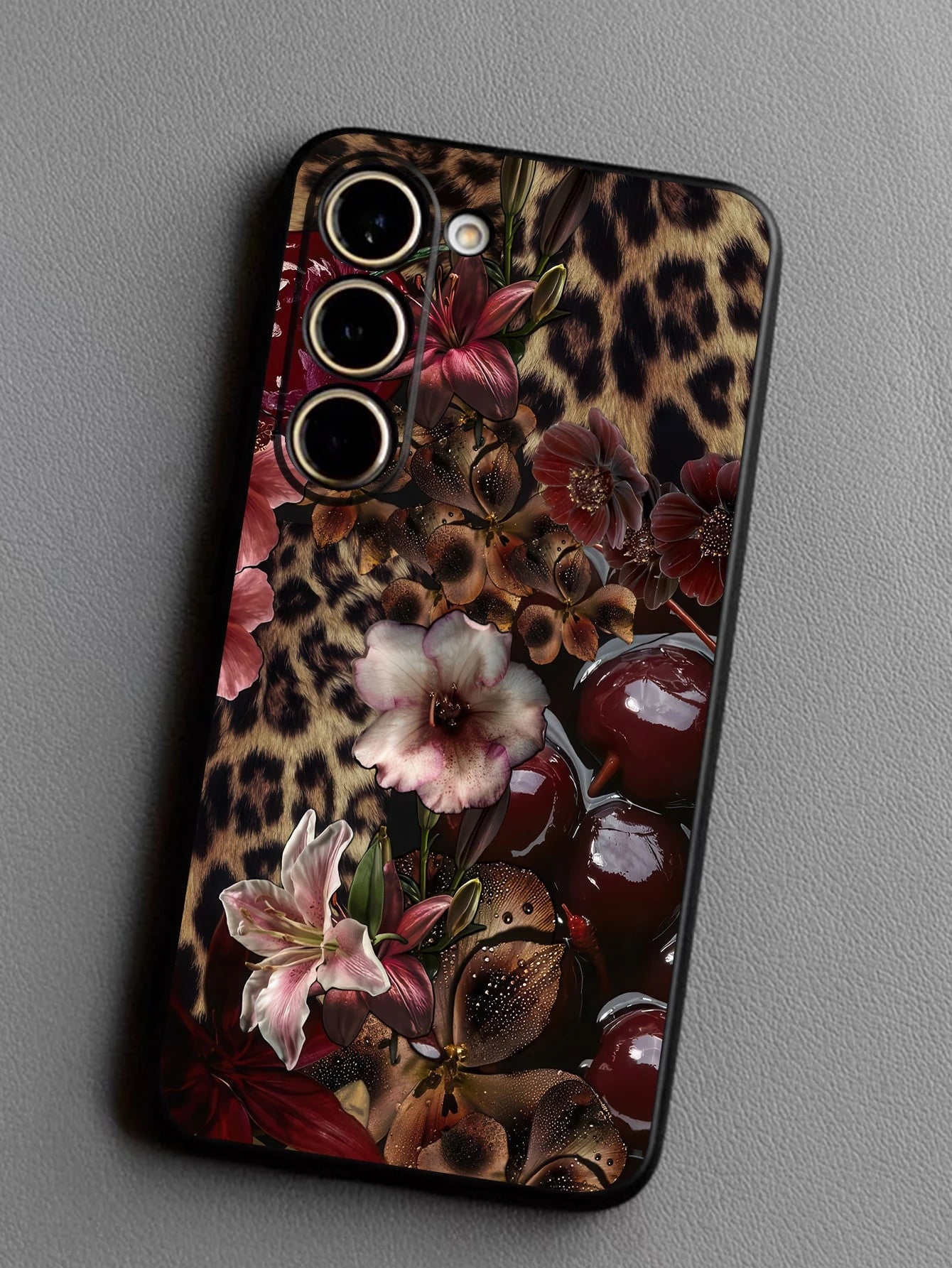 Cheetah,Leopard Print 1pc Leopard Print Floral Pattern Soft TPU Protective Phone Case, Scratch-Resistant And Shock-Proof, Compatible With Huawei Honor, Compatible With Redmi, Compatible With Galaxy A