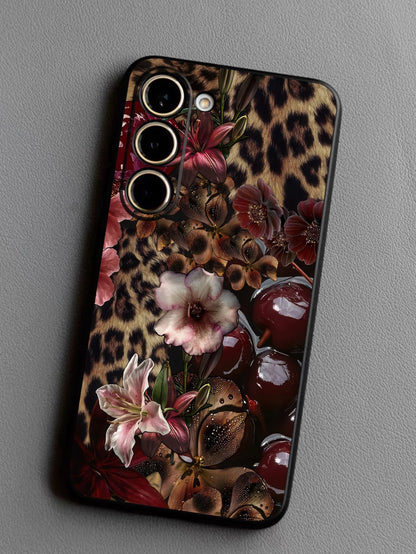 Cheetah,Leopard Print 1pc Leopard Print Floral Pattern Soft TPU Protective Phone Case, Scratch-Resistant And Shock-Proof, Compatible With Huawei Honor, Compatible With Redmi, Compatible With Galaxy A