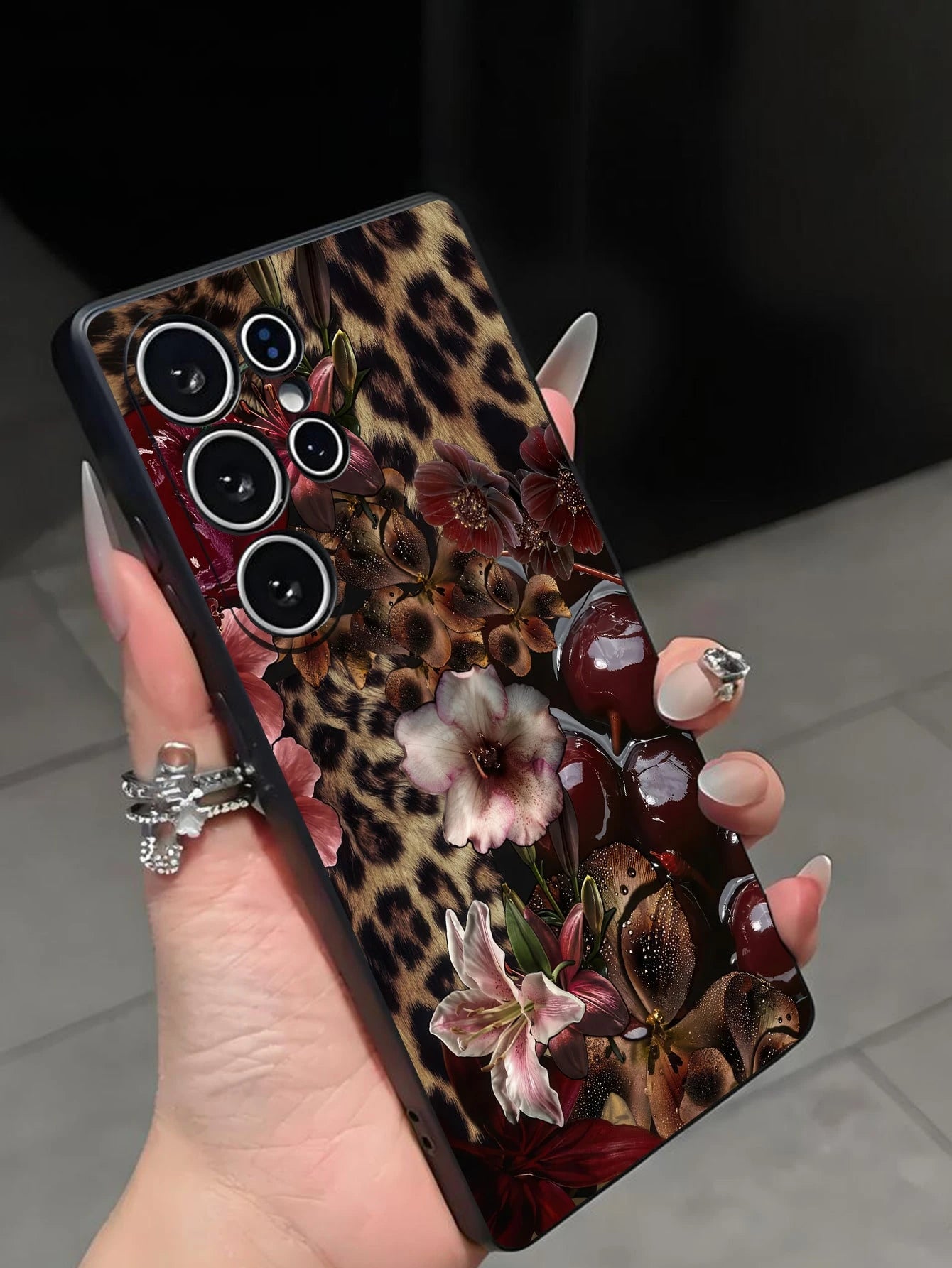 Cheetah,Leopard Print 1pc Leopard Print Floral Pattern Soft TPU Protective Phone Case, Scratch-Resistant And Shock-Proof, Compatible With Huawei Honor, Compatible With Redmi, Compatible With Galaxy A